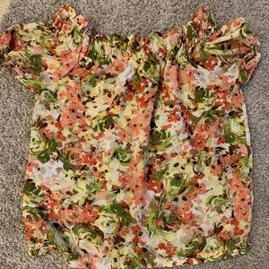 Floral off shoulder sheer blouse